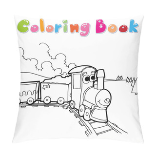 Personality  Train Coloring Page Cartoon Vector Pillow Covers
