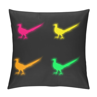 Personality  Bird Peasant Animal Shape Four Color Glowing Neon Vector Icon Pillow Covers