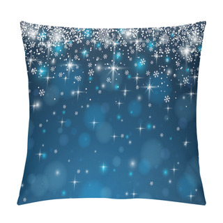 Personality  Blue Background With Snowflakes, Vector Pillow Covers