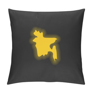Personality  Bangladesh Yellow Glowing Neon Icon Pillow Covers