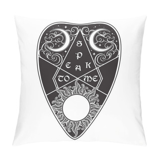 Personality  Hand Drawn Art Ouija Board Mystifying Oracle Planchette Isolated. Antique Style Boho Chic Sticker, Tattoo Or Print Design Vector Illustration Pillow Covers