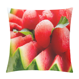 Personality  Watermelon. Fruit Salad. Fresh And Ripe Watermelon Balls Pillow Covers