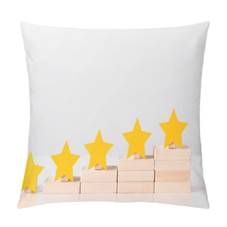 Personality  Yellow Stars On Wooden Cubes Isolated On White  Pillow Covers
