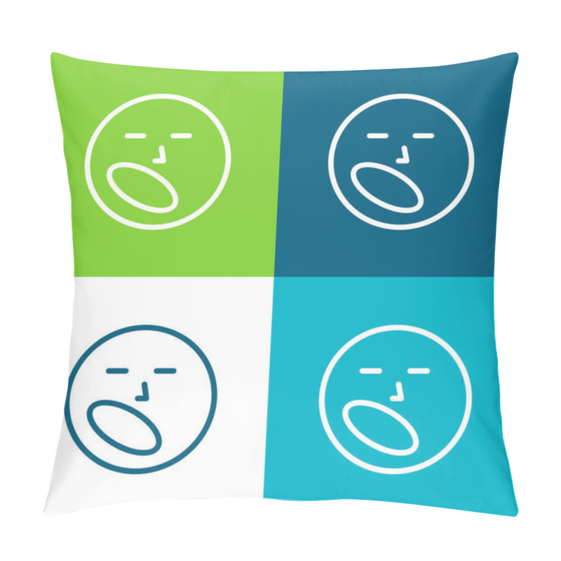 Personality  Boring Flat Four Color Minimal Icon Set Pillow Covers