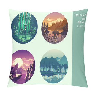 Personality  Set Abstract Landscape Pillow Covers