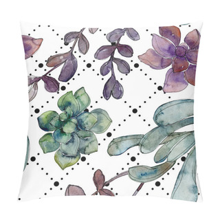 Personality  Exotic Tropical Hawaiian Botanical Succulents. Watercolor Illustration Set. Seamless Background Pattern. Fabric Wallpaper Print Texture. Pillow Covers