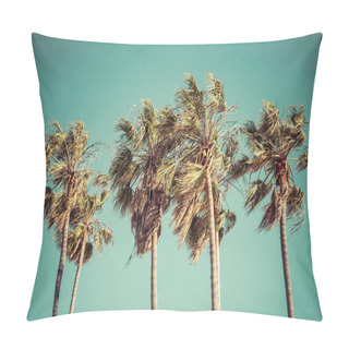 Personality  Palm Tree On Sunny Day With Blue Sky Background. Pillow Covers