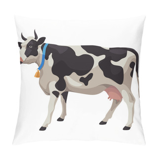 Personality  Black And White Cow, Side View, Isolated Pillow Covers