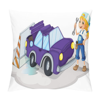 Personality A Woman Fixing The Violet Car Pillow Covers