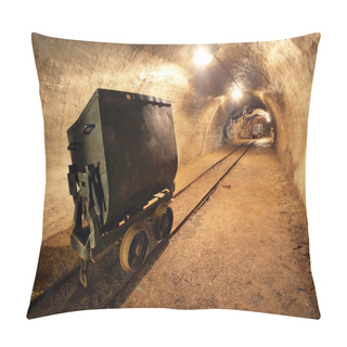 Personality  Underground Train In Mine, Carts In Gold, Silver And Copper Mine Pillow Covers