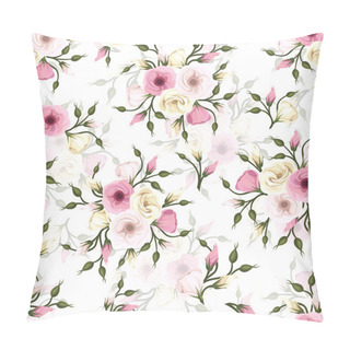 Personality  Seamless Pattern With Lisianthus Flowers. Vector Eps-10. Pillow Covers