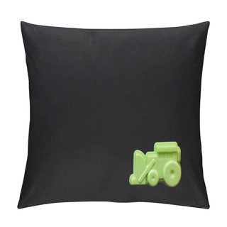Personality  Top View Of Green Toy Excavator Isolated On Black With Copy Space Pillow Covers