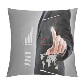 Personality  Business Man Pressing High Tech Type Of Modern Graph On A Virtua Pillow Covers