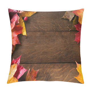 Personality  Yellow Autumn Leaves On Background Old Wood Pillow Covers