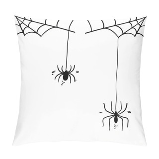 Personality  Spider Web Illustration With Handddrawn Doodle Style Pillow Covers