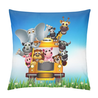 Personality  Funny Animal Cartoon On Yellow Car Pillow Covers