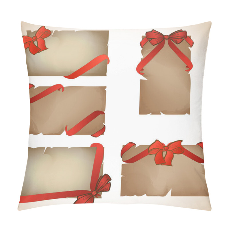 Personality  Set of beautiful cards with red gift bows pillow covers