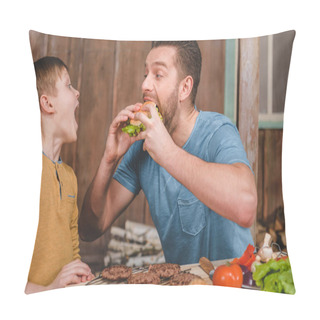 Personality  Man Eating Burger Pillow Covers
