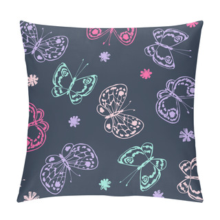 Personality  Vector Seamless Cute Naive Hand Drawn Butterfly Silhouettes Pattern Pillow Covers