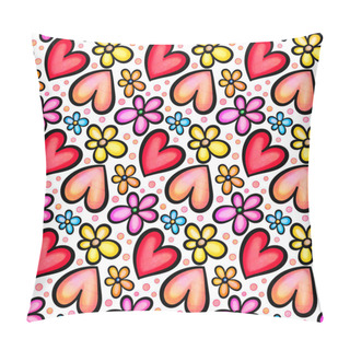 Personality  A Shabby Chic, Watercolor Ink Style Daisy Flower Background Pattern With Love Hearts Pillow Covers