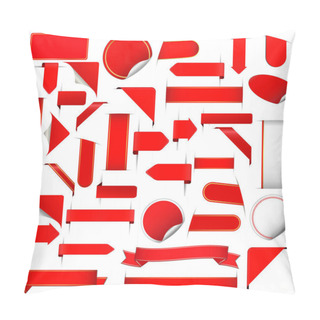 Personality  Set Of Different Red Banners, Ribbons, Stickers And Other Vector Design Elements Pillow Covers