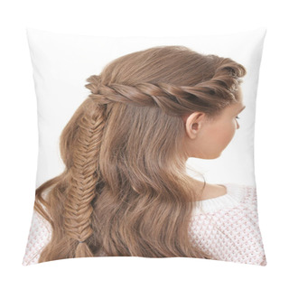 Personality  Woman With Nice Braid Hairstyle Pillow Covers