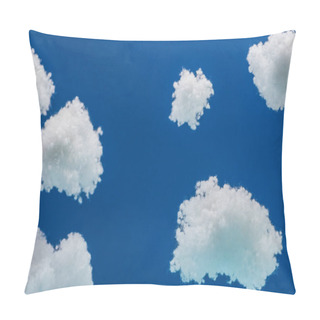 Personality  Wooden Toy Plane Flying Among White Fluffy Clouds Made Of Cotton Wool Isolated On Blue Pillow Covers