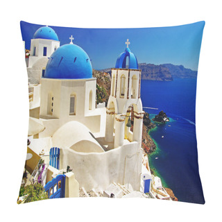 Personality  White-blue Santorini - View Of Caldera With Churches Pillow Covers