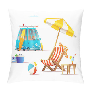 Personality  Summer Travel Holiday Concept. Cartoon Vector Illustration Pillow Covers