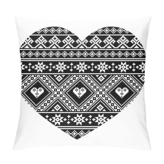 Personality  Ukrainian And Belarusian Folk Art Pattern, Heart Shape With Traditional Cross-stitch Embroidery Design - Valentine's Day Greeting Card  Pillow Covers