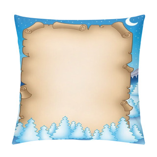 Personality  Winter Parchment With Snowy Landscape 2 Pillow Covers