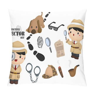 Personality  Detective Vector Set Pillow Covers