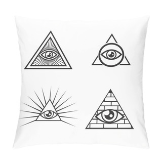Personality  Egyptian Pyramids Icon Set In Flat And Line Style Pillow Covers