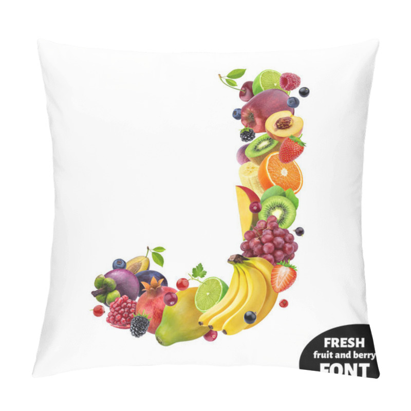 Personality  Letter J, Fruit Font Symbol Isolated On White Background Pillow Covers