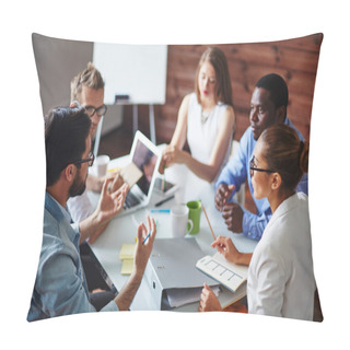 Personality  Business Partners Discussing Ideas Pillow Covers