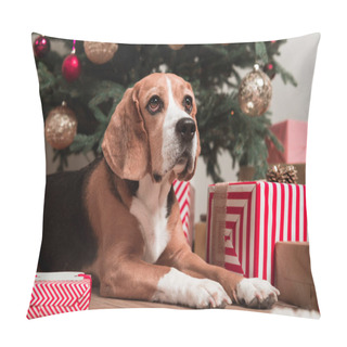 Personality  Dog Laying Under Christmas Tree Pillow Covers