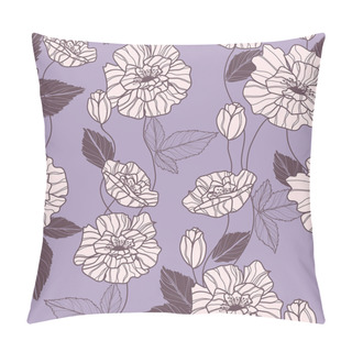 Personality  Seamless Vector Pattern With Poppy Flowers Pillow Covers