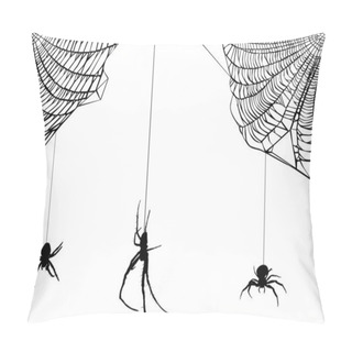 Personality  Three Spiders In Web Illustration Pillow Covers