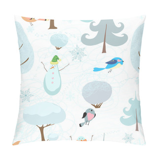 Personality  Seamless Pattern, Cartoon Winter Forest Pillow Covers