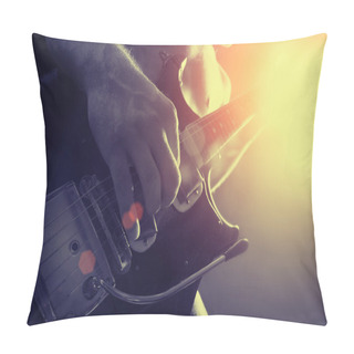 Personality  Man Playing Electrical Guitar In Black And Yellow Pillow Covers