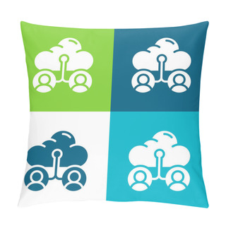 Personality  Accounts Flat Four Color Minimal Icon Set Pillow Covers