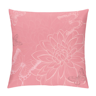 Personality  Beautiful Background With Flowers And Butterflies, Hand-drawn In Graphic Style Pillow Covers