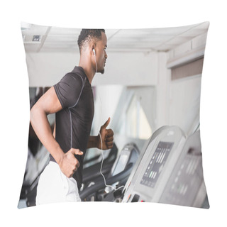 Personality  Black African American  Young Man Doing Cardio Workout At The Gy Pillow Covers