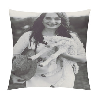 Personality  Fashionable Girl In Flaxseed Dress  Pillow Covers