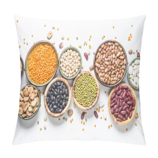 Personality  Legumes, Lentils, Chikpea And Beans Assortment On White. Pillow Covers