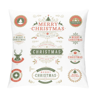 Personality  Christmas Labels And Badges Vector Design Pillow Covers