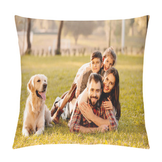 Personality  Family Lying In Pile On Grass Pillow Covers