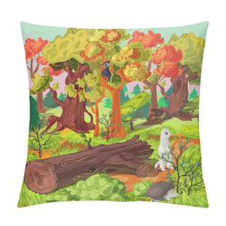 Personality  Forest And Animals Illustration Pillow Covers