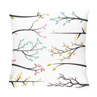 Personality  Vector Collection Of Tree Branch Silhouettes Pillow Covers