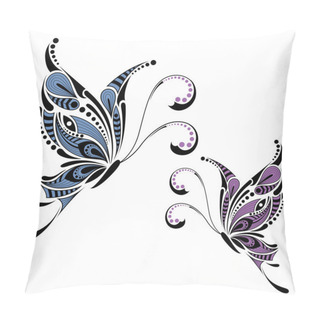 Personality  Patterned Colored Butterfly. African / Indian / Totem / Tattoo Design. It May Be Used For Design Of A T-shirt, Bag, Postcard And Poster. Pillow Covers